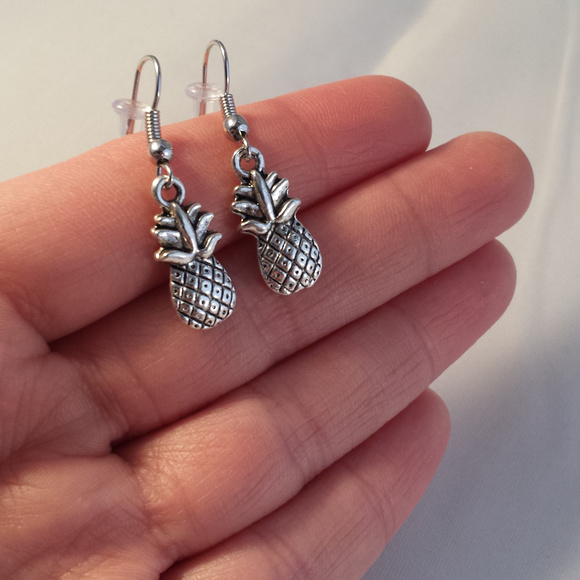 Kristy's Jewels Jewelry - Silver Pineapple Earrings Hypoallergenic Hooks!